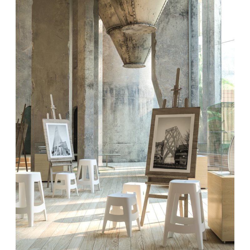 PAPERFLOW tabouret Bellini, blanc, hauteur d'assise 46 cm, lot de 2
